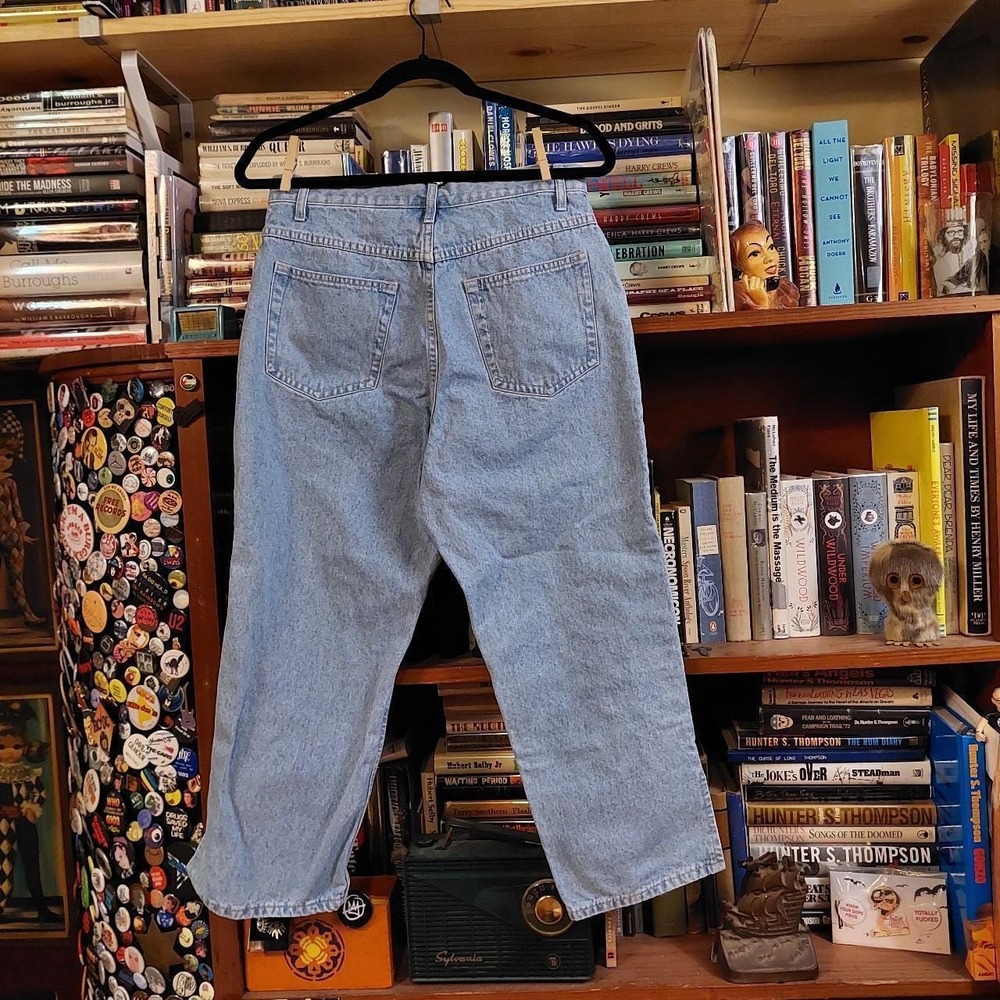 Vintage Bill Blass Floral Embroidered Light Wash Jeans Size 8 90s Ankle Slit - Picture 2 of 6